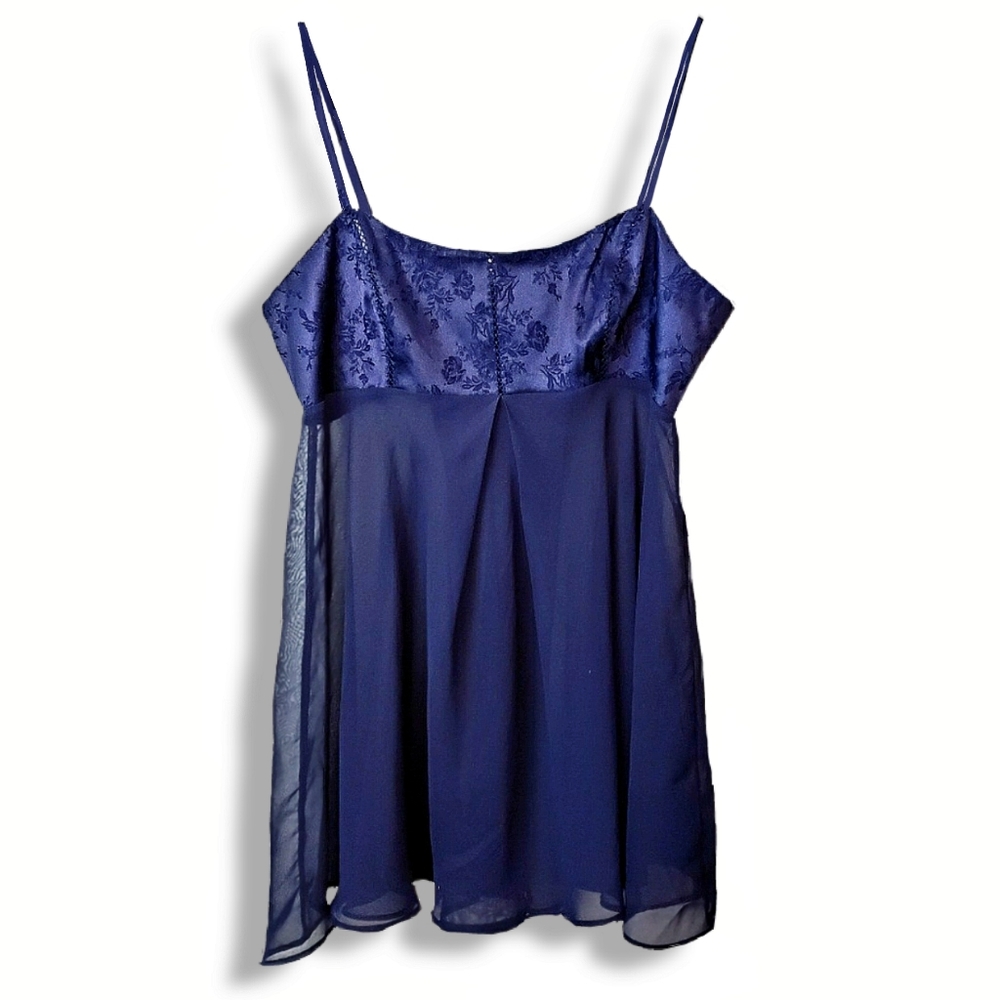 Vtg Victoria's Secret Babydoll Nightie Blue